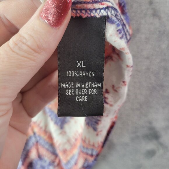 AGB Womens XL‎ Sleeveless Tank Top Boho Festival Multicolor Aztec Print - Picture 7 of 9